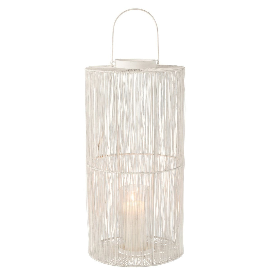 Lantaarn Metaal Mat Wiit Large - Lantaarn - J-Line - livinglovely.nl