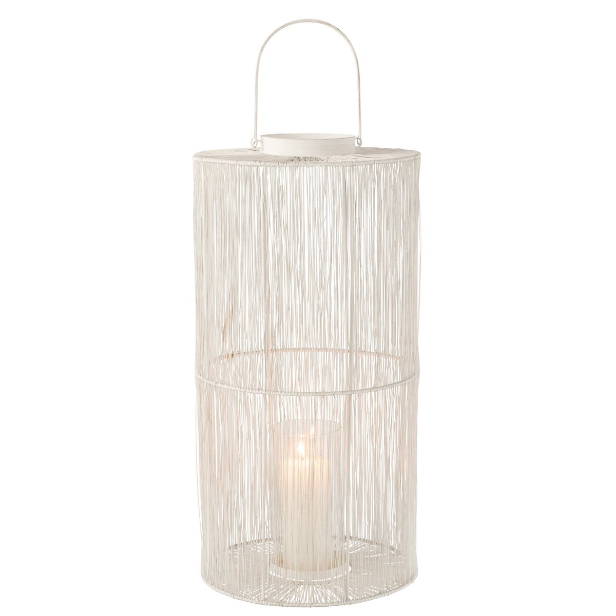 Lantaarn Metaal Mat Wiit Large - Lantaarn - J-Line - livinglovely.nl