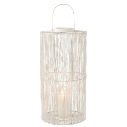 Lantaarn Metaal Mat Wiit Large - Lantaarn - J-Line - livinglovely.nl
