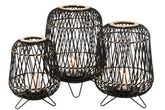 Lantaarn Op Voet Bamboe Zwart/Naturel Large - Lantaarn - J-Line - livinglovely.nl