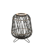 Lantaarn Op Voet Bamboe Zwart/Naturel Small - Lantaarn - J-Line - livinglovely.nl