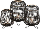 Lantaarn Op Voet Bamboe Zwart/Naturel Small - Lantaarn - J-Line - livinglovely.nl