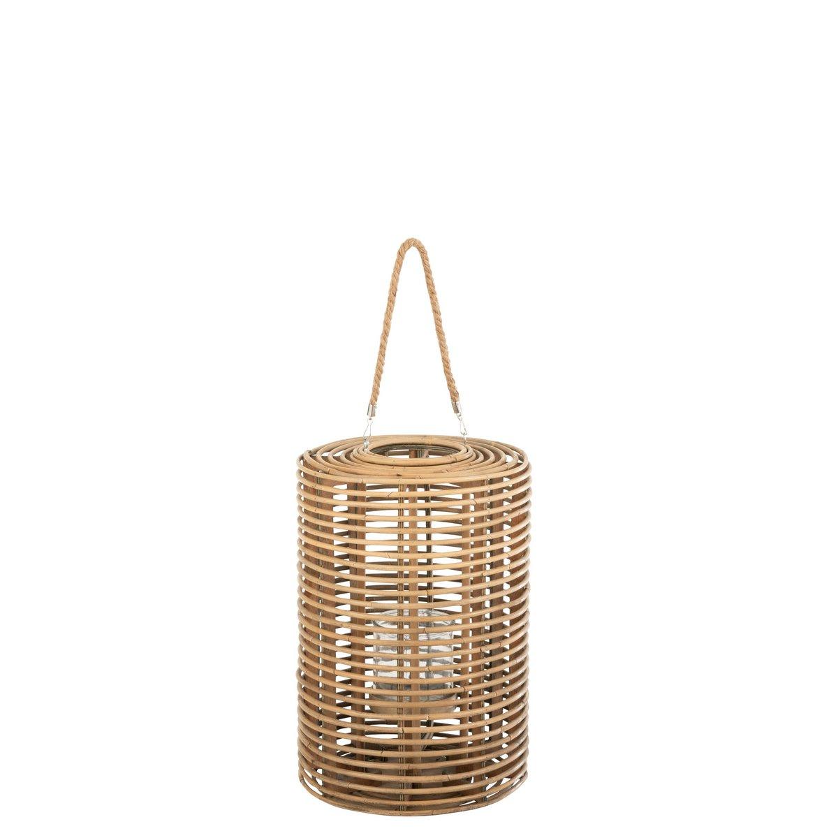 Lantaarn Rond Lang Rotan Licht Naturel - Lantaarn - J-Line - livinglovely.nl