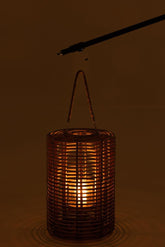 Lantaarn Rond Lang Rotan Licht Naturel - Lantaarn - J-Line - livinglovely.nl
