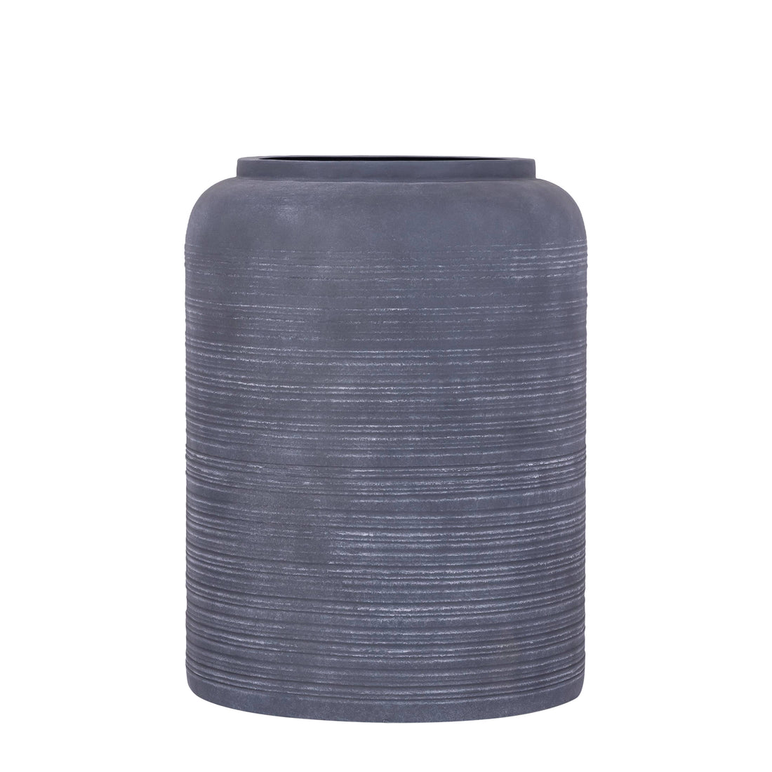 Lavada pot large van PTMD, grote antracietkleurige plantenpot van plaatijzer