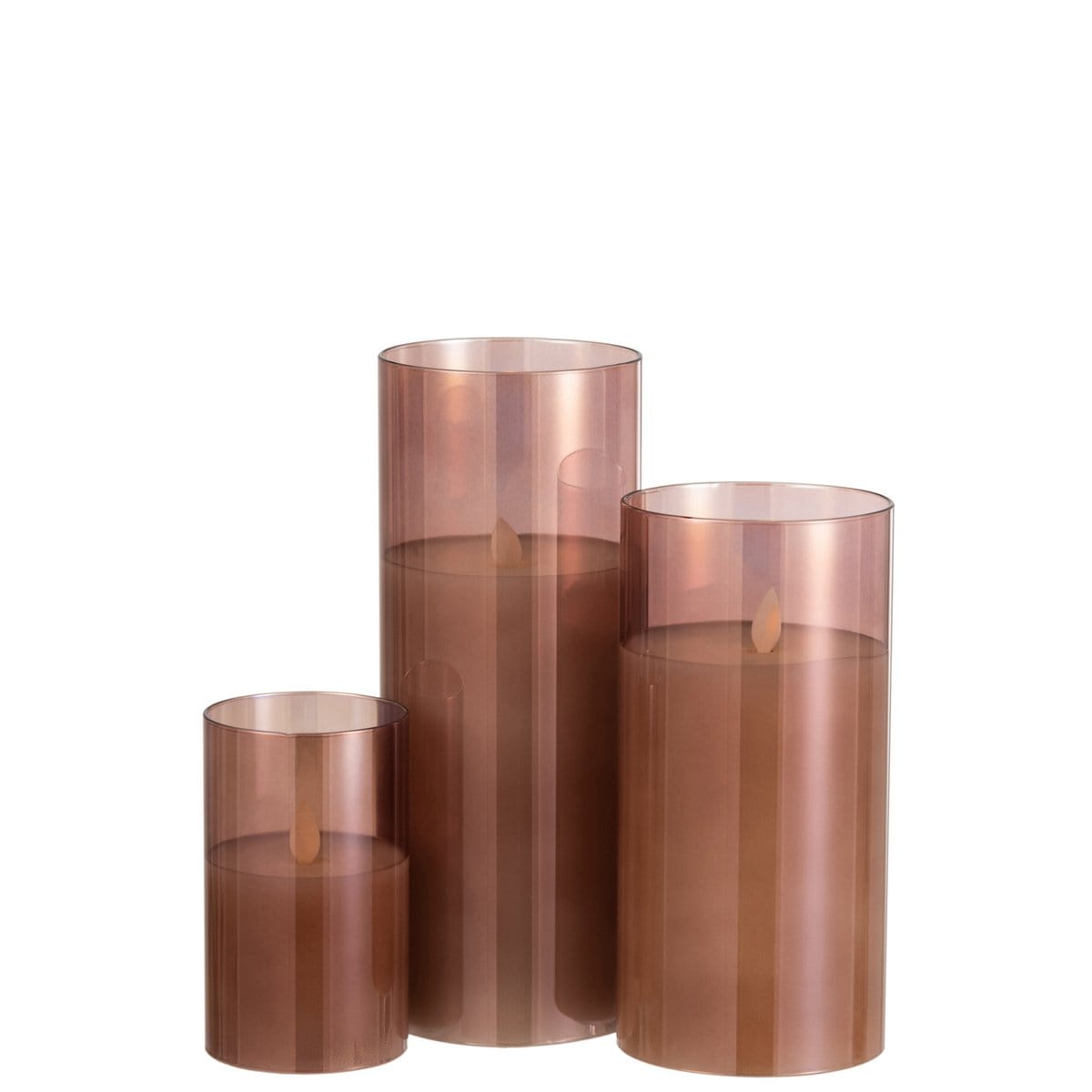 Ledlamp Blinkend Glas Bruin Large - LED Kaars - J-Line - livinglovely.nl