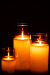 Ledlamp Blinkend Glas Bruin Large - LED Kaars - J-Line - livinglovely.nl