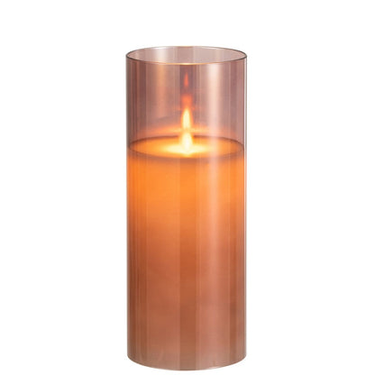 Ledlamp Blinkend Glas Bruin Large - LED Kaars - J-Line - livinglovely.nl