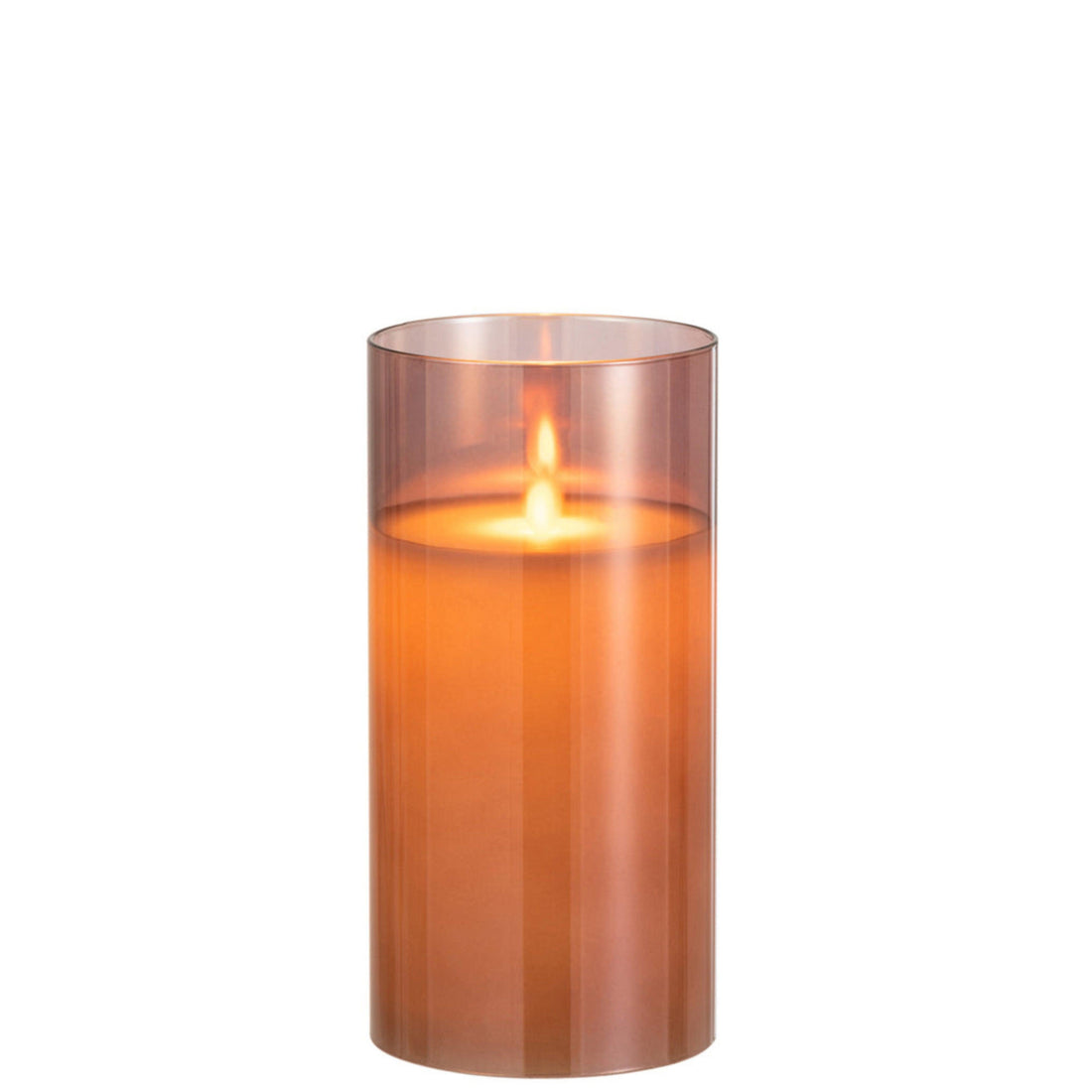 Ledlamp Blinkend Glas Bruin Medium - LED Kaars - J-Line - livinglovely.nl