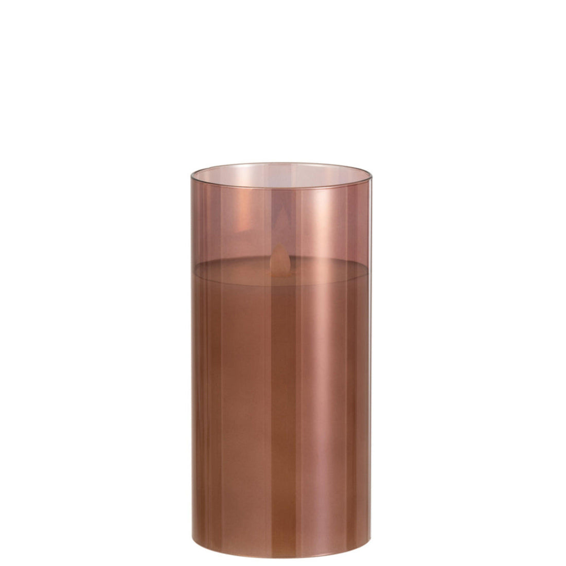 Ledlamp Blinkend Glas Bruin Medium - LED Kaars - J-Line - livinglovely.nl