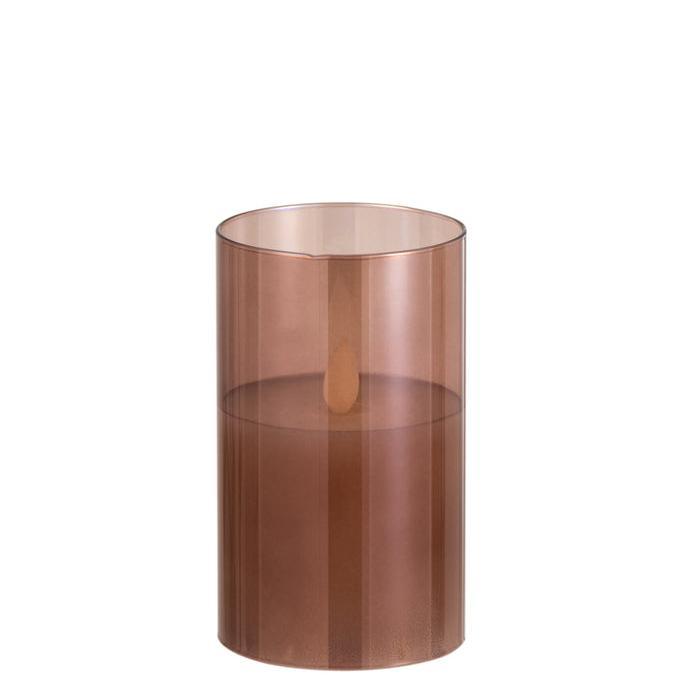 Ledlamp Blinkend Glas Bruin Small - LED Kaars - J-Line - livinglovely.nl