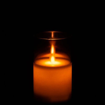 Ledlamp Blinkend Glas Bruin Small - LED Kaars - J-Line - livinglovely.nl