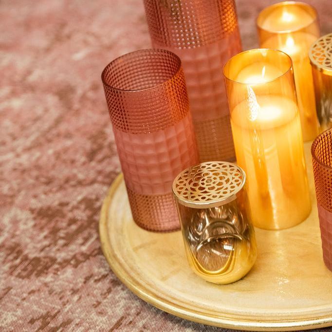 Ledlamp Blinkend Glas Goud Large - LED Kaars - J-Line - livinglovely.nl