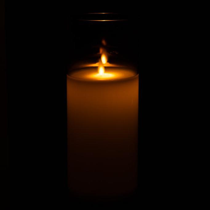 Ledlamp Blinkend Glas Grijs Large - LED Kaars - J-Line - livinglovely.nl