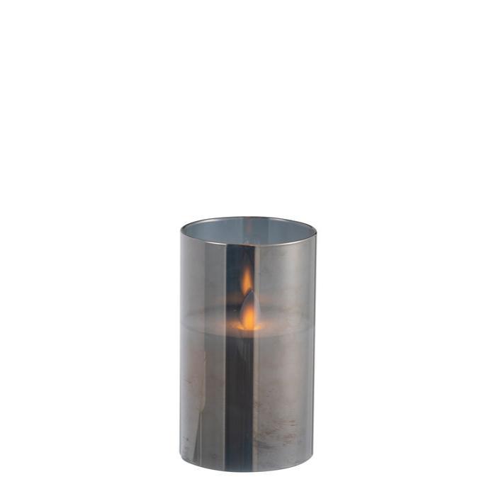 Ledlamp Blinkend Glas Grijs Small - LED Kaars - J-Line - livinglovely.nl