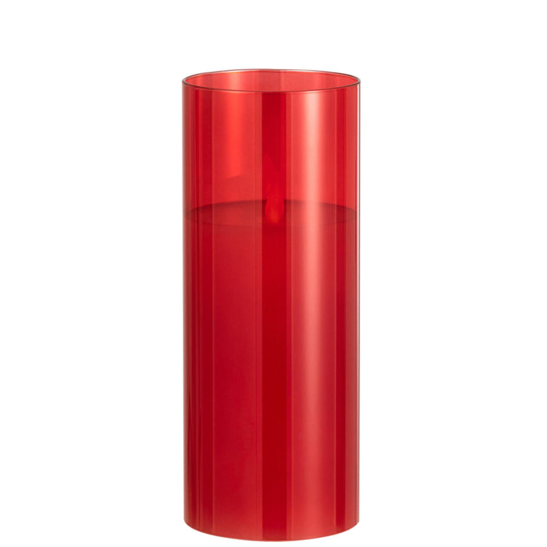 Ledlamp Blinkend Glas Rood Large - LED Kaars - J-Line - livinglovely.nl