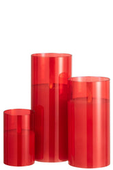 Ledlamp Blinkend Glas Rood Large - LED Kaars - J-Line - livinglovely.nl