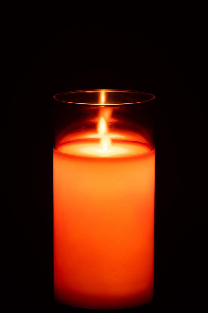 Ledlamp Blinkend Glas Rood Medium - LED Kaars - J-Line - livinglovely.nl
