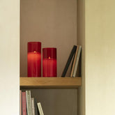 Ledlamp Blinkend Glas Rood Medium - LED Kaars - J-Line - livinglovely.nl