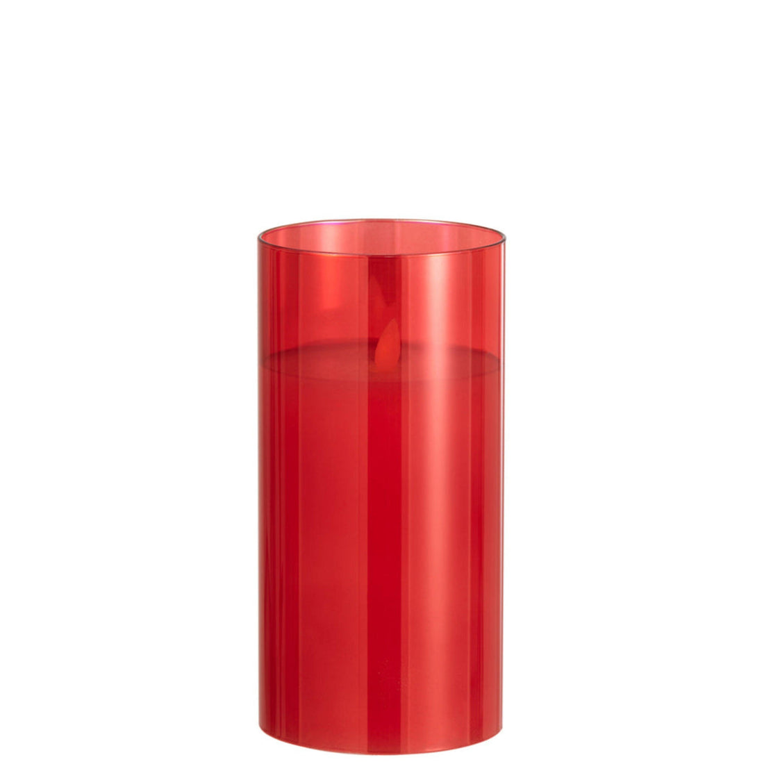 Ledlamp Blinkend Glas Rood Medium - LED Kaars - J-Line - livinglovely.nl