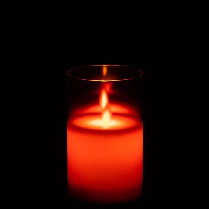 Ledlamp Blinkend Glas Rood Small - LED Kaars - J-Line - livinglovely.nl