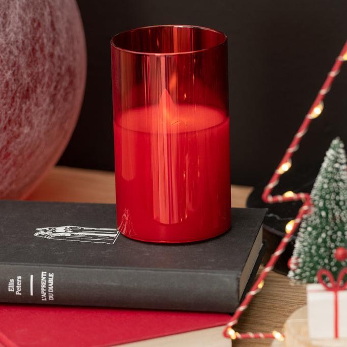 Ledlamp Blinkend Glas Rood Small - LED Kaars - J-Line - livinglovely.nl