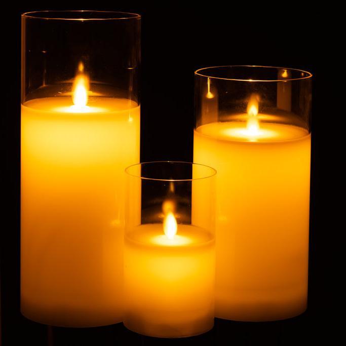 Ledlamp Blinkend Glas Transparant Large - LED Kaars - J-Line - livinglovely.nl