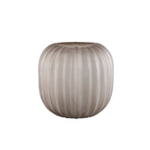 Levente Sand Carved Glass Round Vase Ribbed Low dia26cmx30cm PTMD - Vaas - PTMD - livinglovely.nl