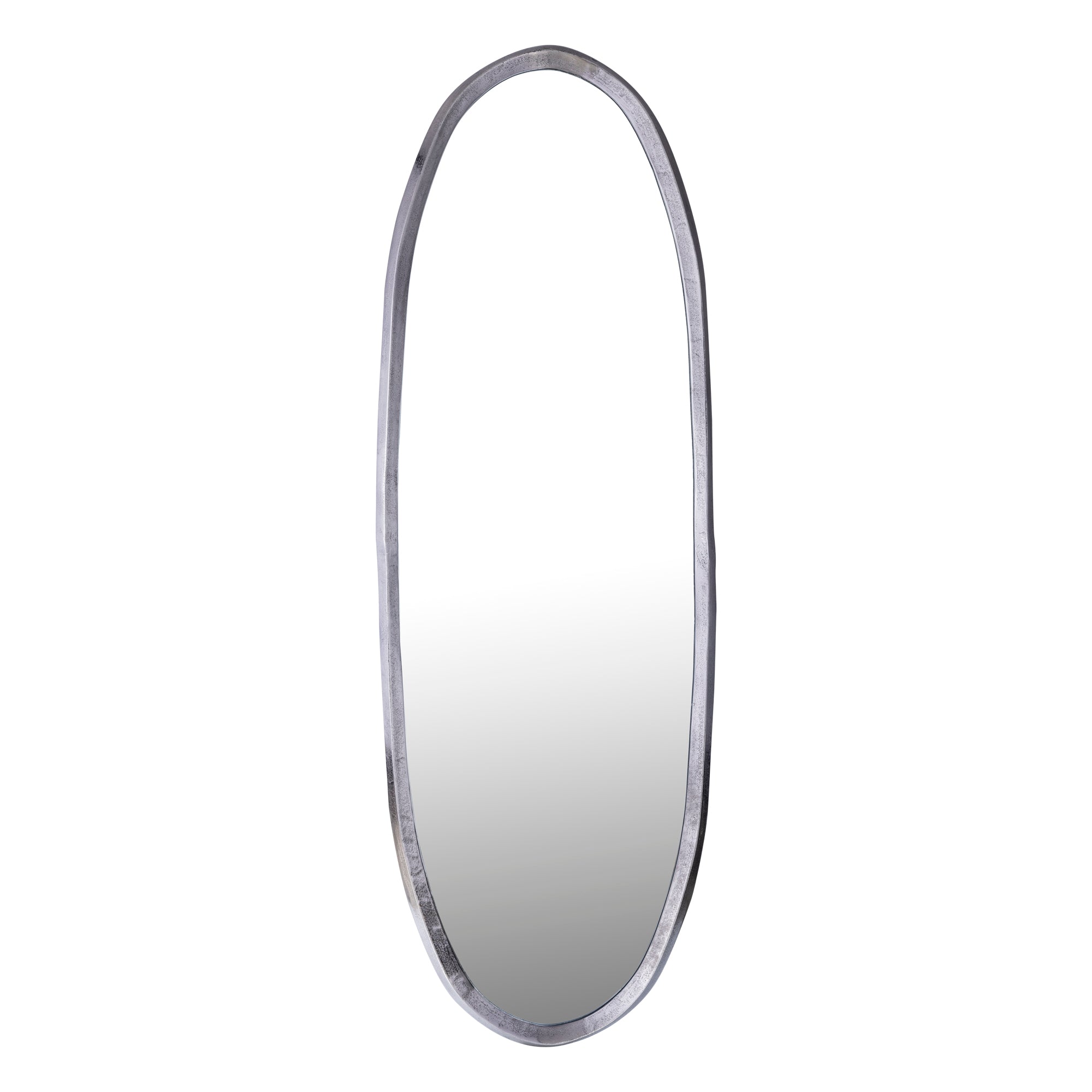 Limera Nickel Alu Oval Mirror Irregular Border L 61x3.5x178cm PTMD - Spiegel - PTMD - livinglovely.nl