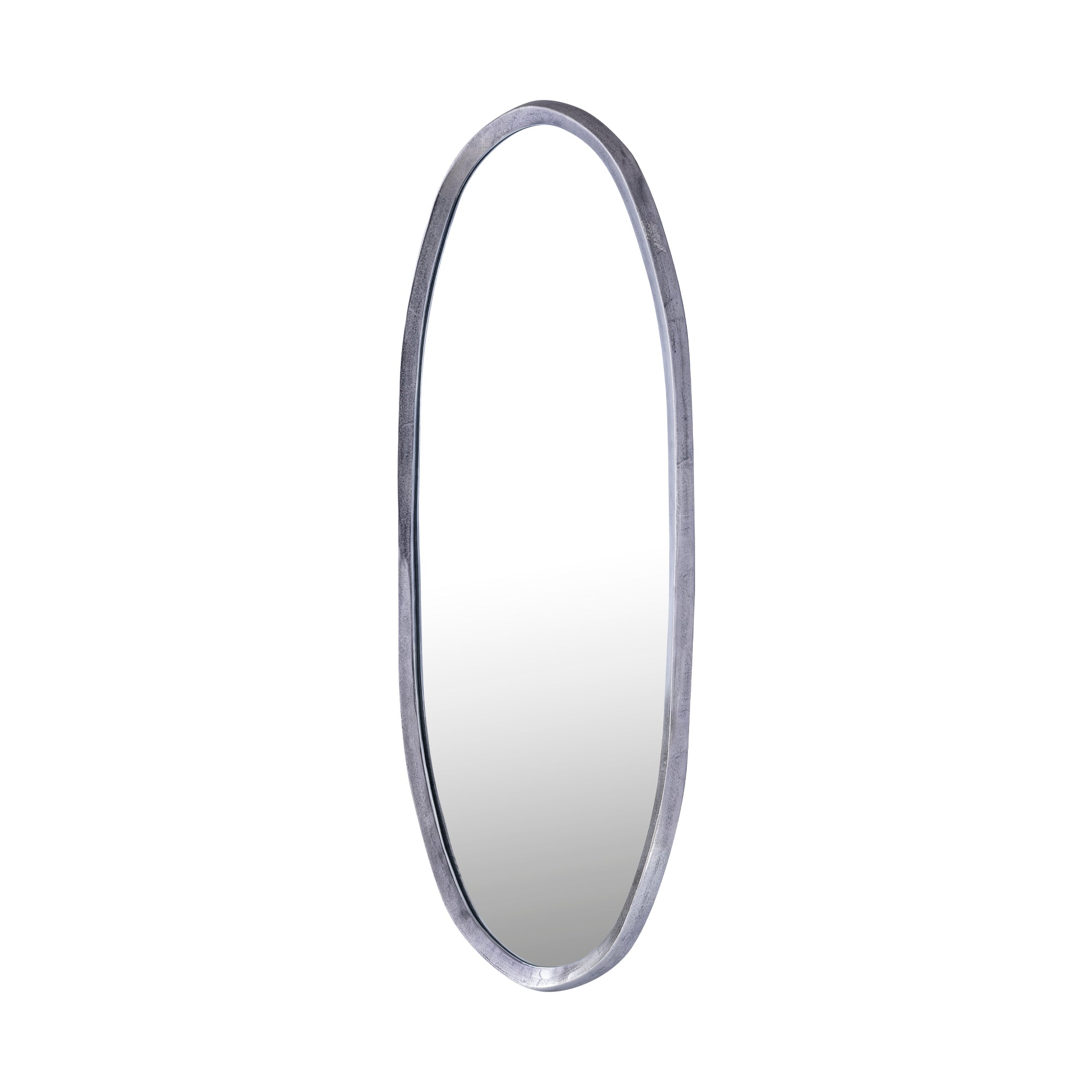 Limera Nickel Alu Oval Mirror Irregular Border M 60x3.5x150cm PTMD - Spiegel - PTMD - livinglovely.nl
