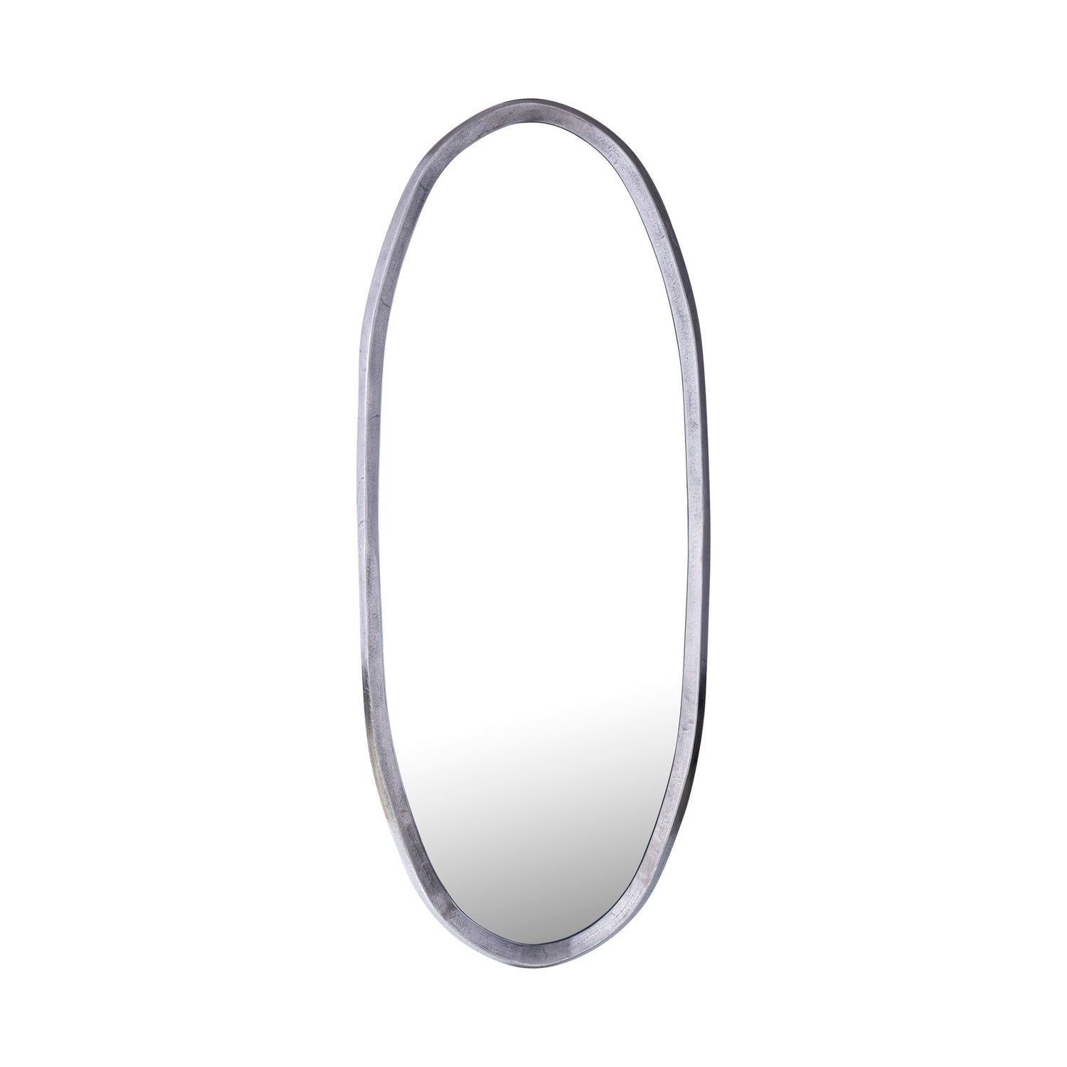 Limera Nickel Alu Oval Mirror Irregular Border M 60x3.5x150cm PTMD - Spiegel - PTMD - livinglovely.nl