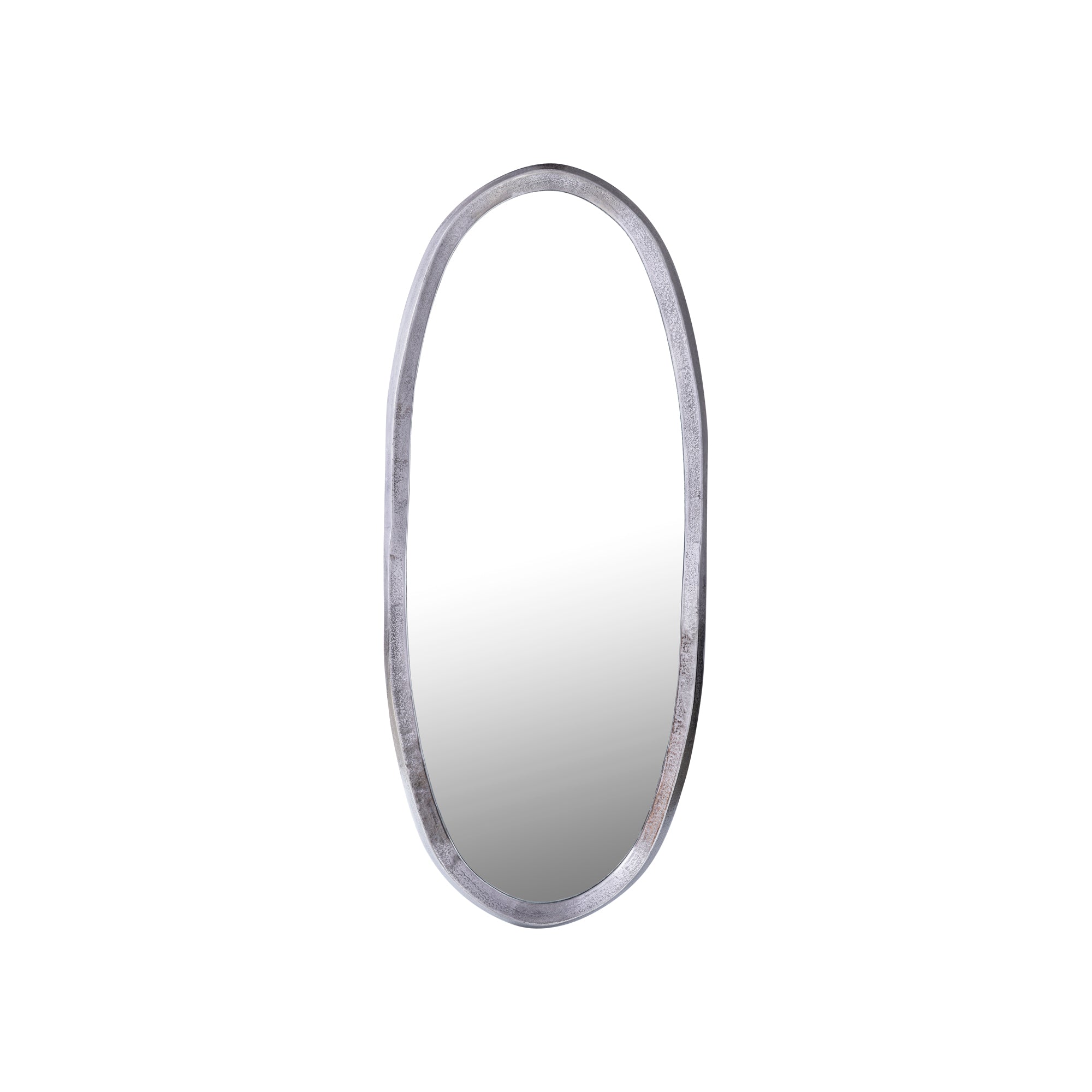Limera Nickel Alu Oval Mirror Irregular Border S 50x3.5x120cm PTMD - Spiegel - PTMD - livinglovely.nl