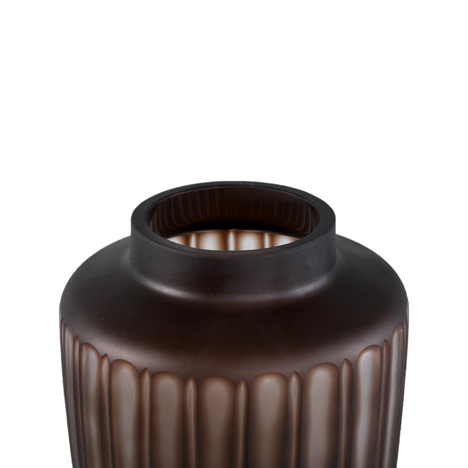 Linesa Brown Carved Glass Shaped Vase Matt LDia 19xh33cm PTMD - Vaas - PTMD - livinglovely.nl