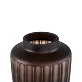 Linesa Brown Carved Glass Shaped Vase Matt LDia 19xh33cm PTMD - Vaas - PTMD - livinglovely.nl