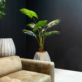 Lionne White Ceramic Pot Ribbed Bulb Round S Dia52xH60cm PTMD - Pot - PTMD - livinglovely.nl