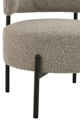 Loungestoel Boucle Multiplex/Polyester Grijs/Zwart - Fauteuil - J-Line - livinglovely.nl