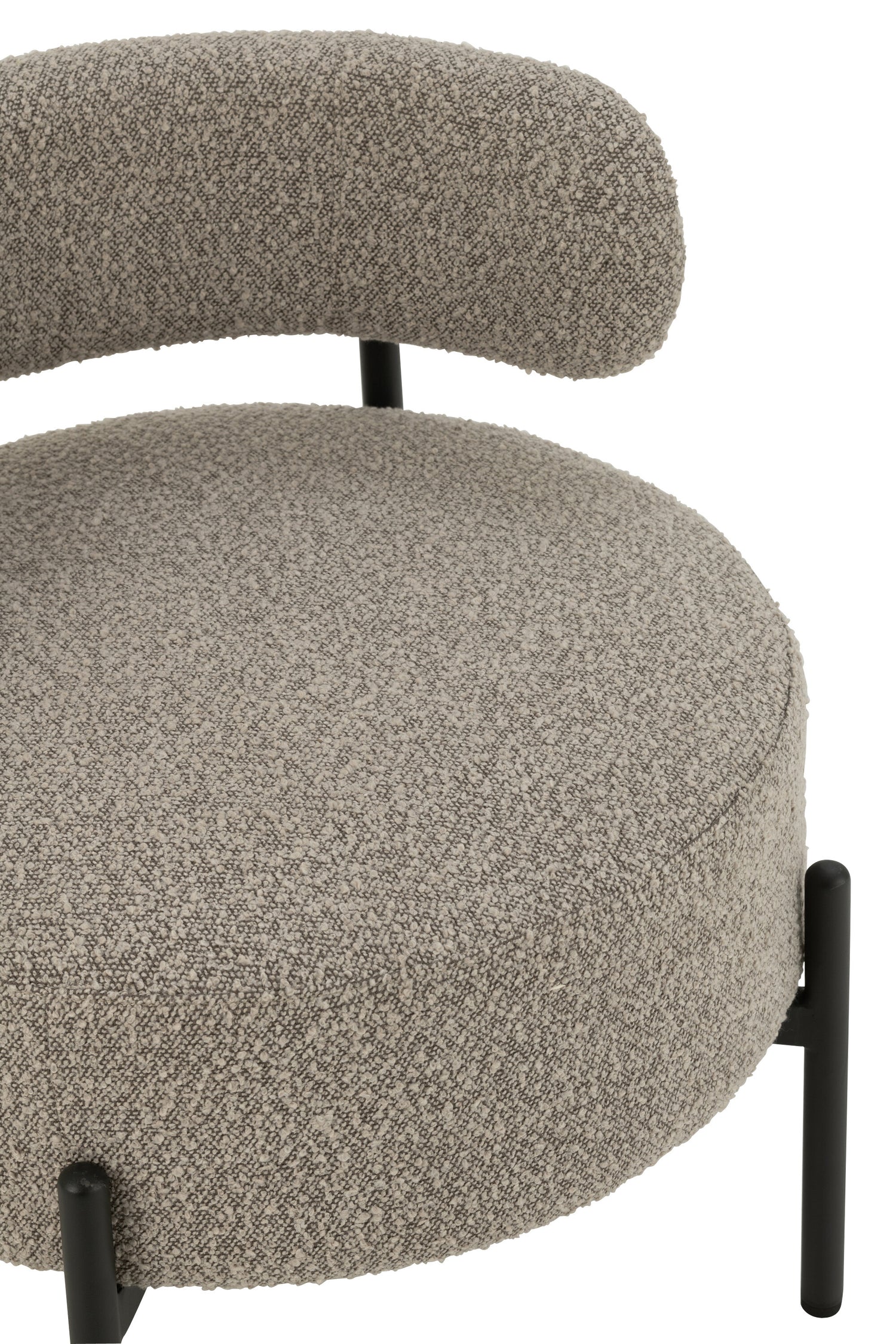 Loungestoel Boucle Multiplex/Polyester Grijs/Zwart - Fauteuil - J-Line - livinglovely.nl
