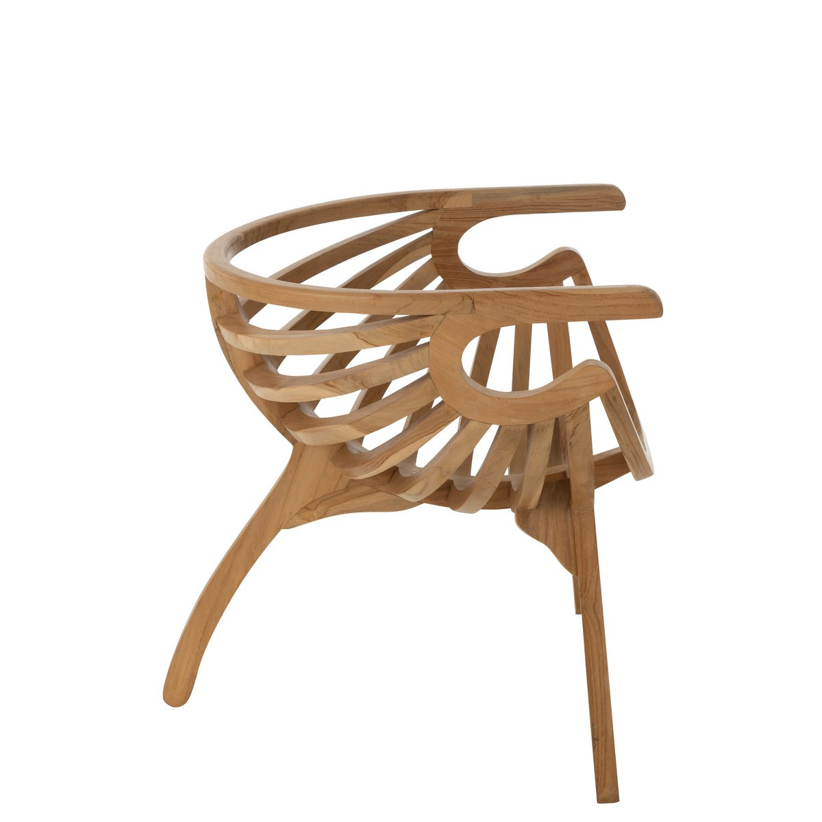 Loungestoel Crab Teak Hout Naturel - Fauteuil - J-Line - livinglovely.nl