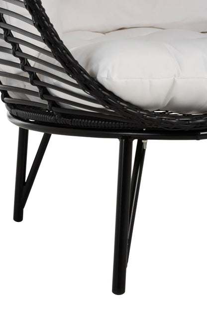 Loungestoel Ovaal Staal Zwart - Outdoor loungestoel - J-Line - livinglovely.nl