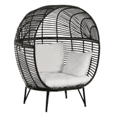 Loungestoel Ovaal Staal Zwart - Outdoor loungestoel - J-Line - livinglovely.nl
