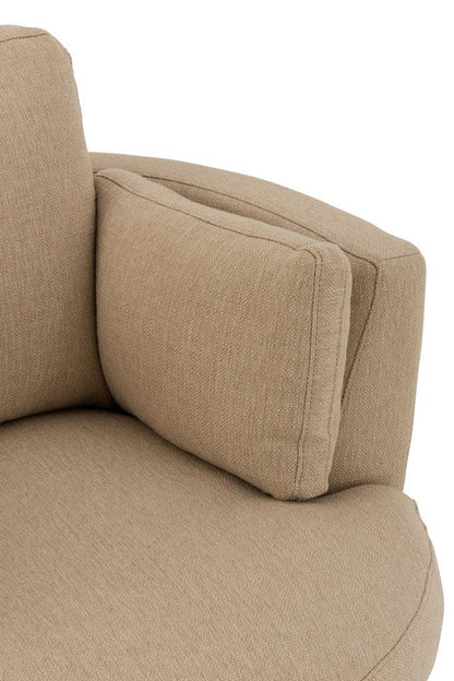 Loungestoel Swivel Hout/Textiel Beige - J-Line - Fauteuil - J-Line - livinglovely.nl