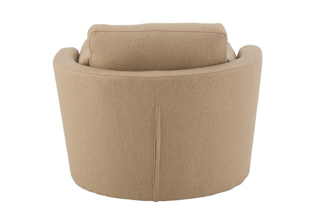 Loungestoel Swivel Hout/Textiel Beige - J-Line - Fauteuil - J-Line - livinglovely.nl