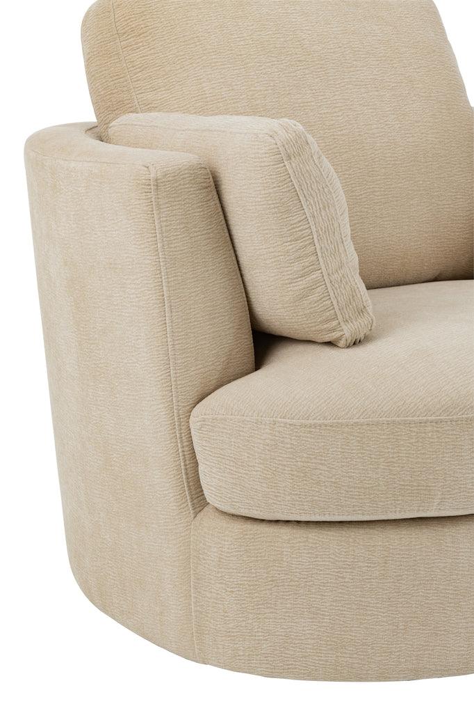 Loungestoel Swivel Populierenhout / Schuim Beige - J-Line - Fauteuil - J-Line - livinglovely.nl