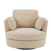 Loungestoel Swivel Populierenhout / Schuim Beige - J-Line - Fauteuil - J-Line - livinglovely.nl