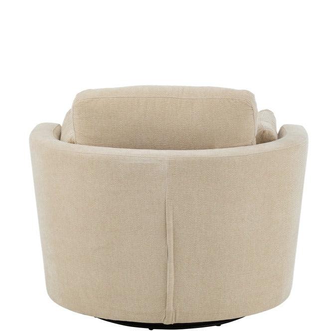 Loungestoel Swivel Populierenhout / Schuim Beige - J-Line - Fauteuil - J-Line - livinglovely.nl