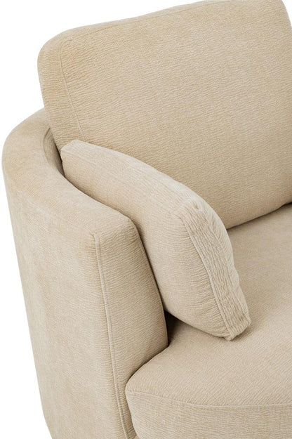 Loungestoel Swivel Populierenhout / Schuim Beige - J-Line - Fauteuil - J-Line - livinglovely.nl