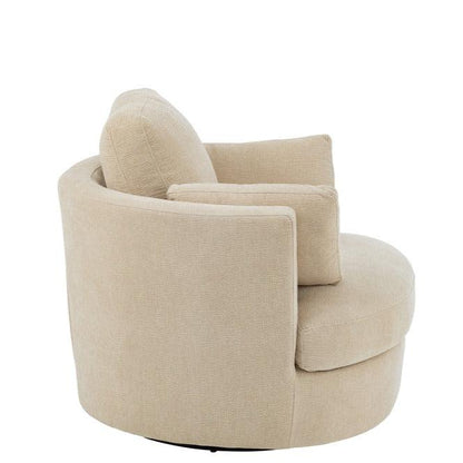 Loungestoel Swivel Populierenhout / Schuim Beige - J-Line - Fauteuil - J-Line - livinglovely.nl