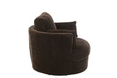 Loungestoel Swivel Populierenhout / Schuim Donker Bruin - J-Line - Fauteuil - J-Line - livinglovely.nl
