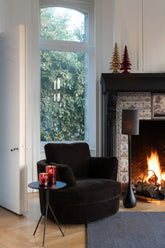 Loungestoel Swivel Populierenhout / Schuim Donker Bruin - J-Line - Fauteuil - J-Line - livinglovely.nl