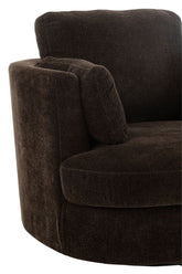 Loungestoel Swivel Populierenhout / Schuim Donker Bruin - J-Line - Fauteuil - J-Line - livinglovely.nl